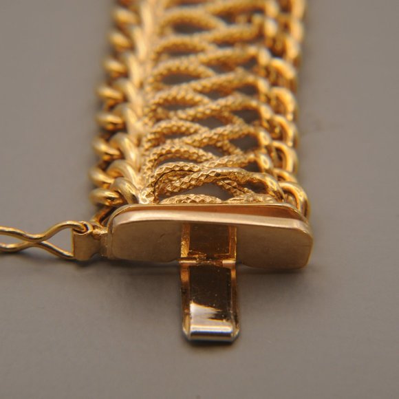 14K  Solid Yellow Gold Flexible Link Mesh Bracelet - Picture 9 of 16